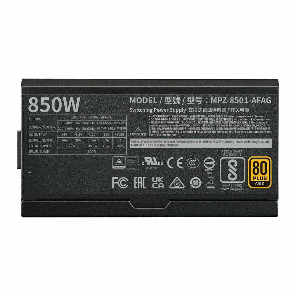 (image for) CoolerMaster V850 Gold i 850 Watt PCIe 5 Fully Modular 80+ Gold SILENT PSU/Power Supply ATX3.0